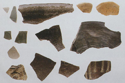 堰根遺跡出土陶磁器片の写真