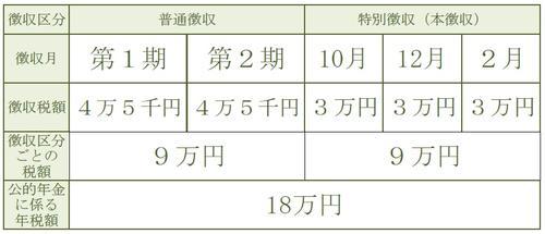 公的年金からの特別徴収初年度の人の市・県民税の納め方（具体例）