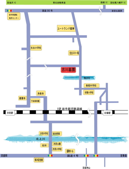 古川墓園案内用の地図