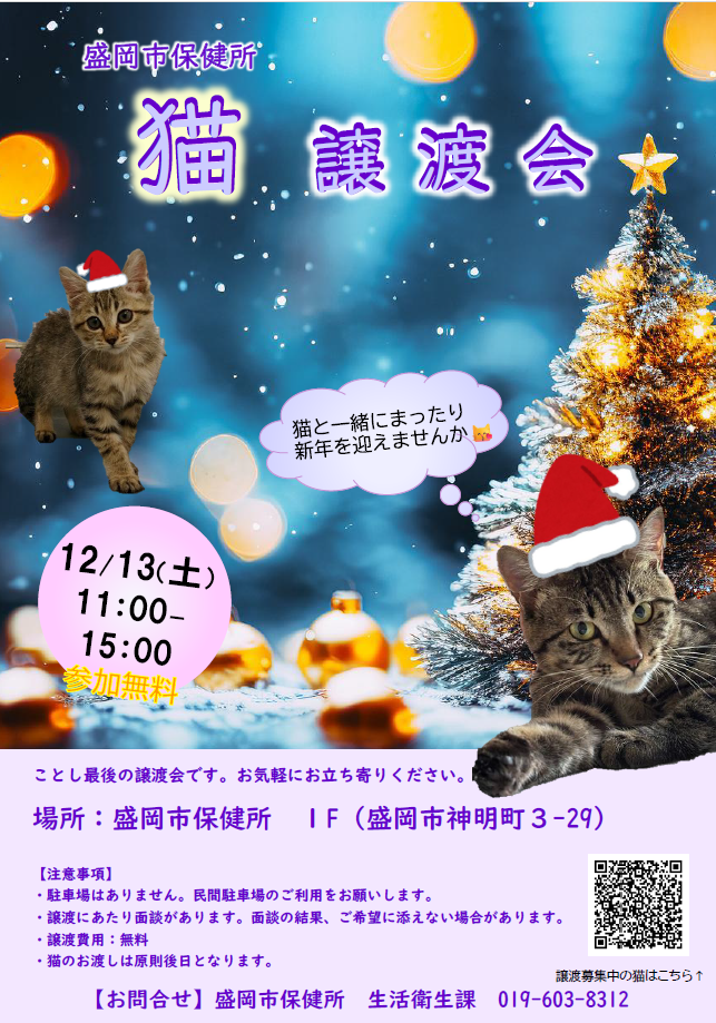 令和7年12月13日（土曜日）開催の譲渡会チラシ