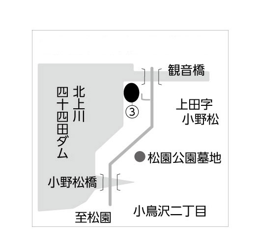 地図：上田字小野松の旧道路敷
