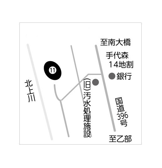 地図：手代森の河川敷