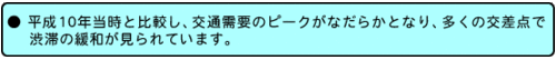 平成10年度と比較して多くの交差点で渋滞緩和が見られます。