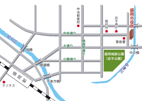 盛岡市役所周辺地図