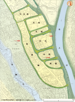 戦国時代の厨川城復元図