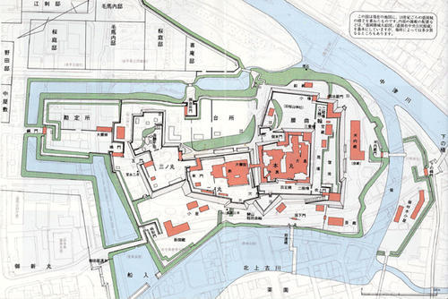 江戸時代中頃の盛岡城全体図