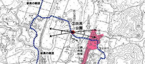 渋民公園の眺望地点位置図