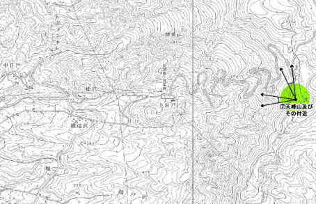 天峰山及びその付近の眺望地点位置図