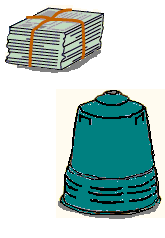 新聞紙とコンポスト化容器のイラスト