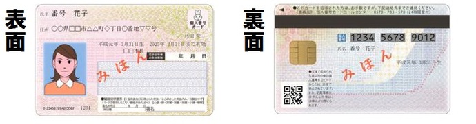 マイナンバーカード（表面、裏面）