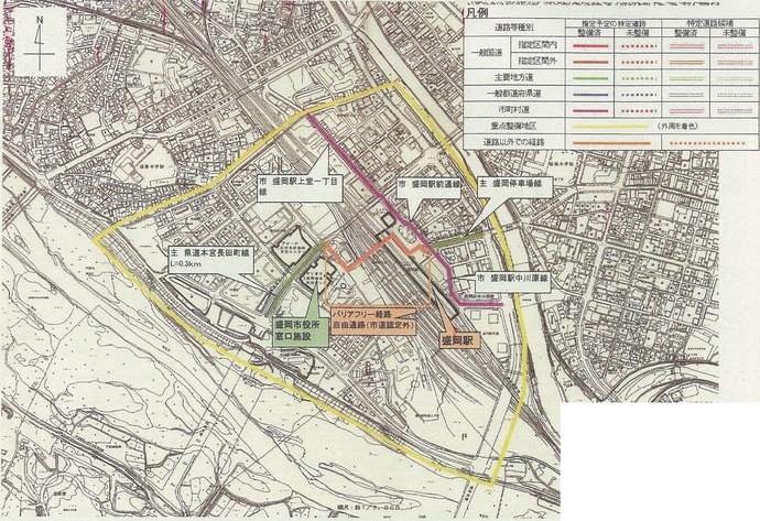 イラスト：重点整備地区及び特定道路