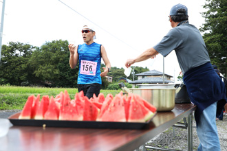 給水ポイントでのスイカのおふるまい