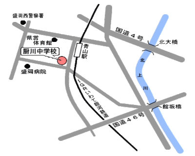 地図：厨川中学校の周辺案内図