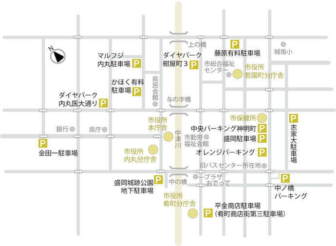 盛岡市指定駐車場の位置図