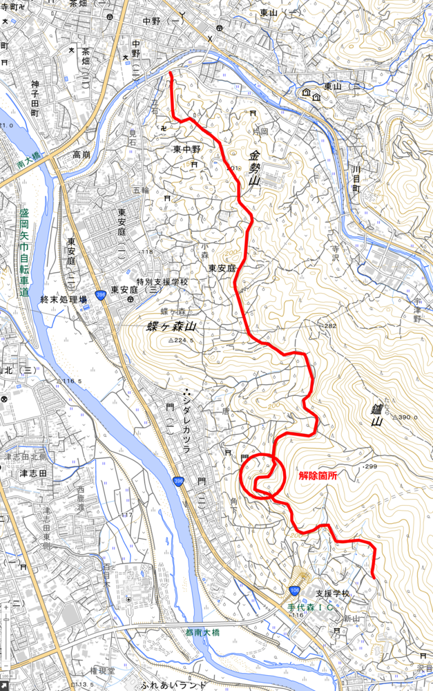 通行止め区間位置図