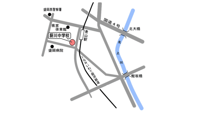 厨川中学校の周辺の地図