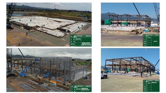 全景、鉄骨工事(鉄骨建方)