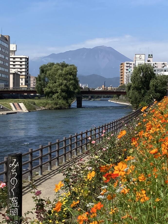 北上川岸辺の写真