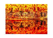 「秋色を映す湖面」
