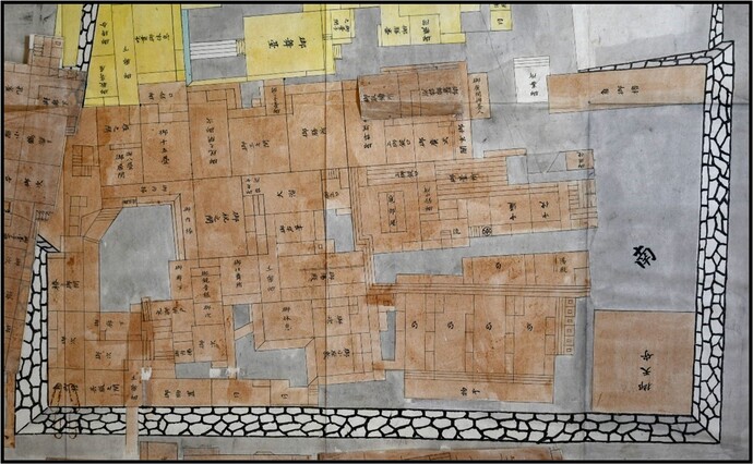 「本丸二ノ丸建物平面図」の一部（本丸部分）