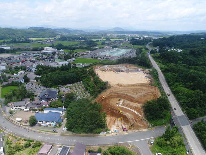 【令和5年7月】道の駅もりおか渋民の航空写真（南から）