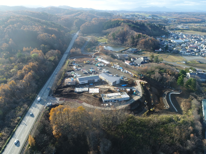 【令和5年11月】道の駅もりおか渋民の航空写真（北から）