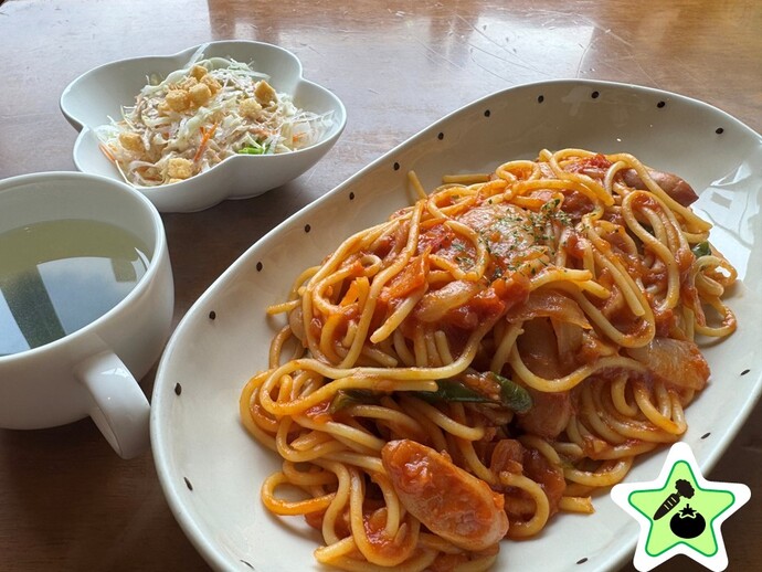 パスタセット【ナポリタン】(サラダ・スープ付き)の写真を掲載しています